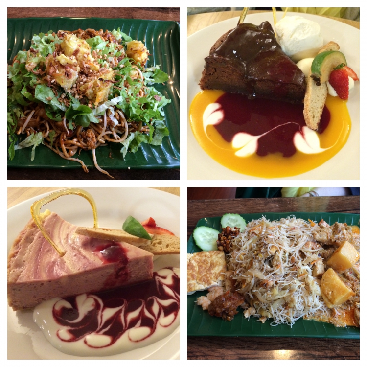 mee goreng, berry drenched warmed chocolate cake, cranberry and white chocolate cheesecake, mee siam